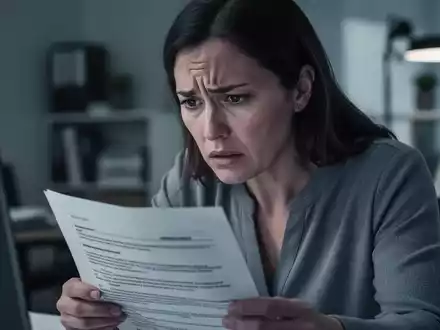 Eine frustrierte Person, die rechtliche Dokumente oder einen Bildschirm betrachtet, im Kontext von Elternzeit und Teilzeitanträgen. - Foto: über boerse-global.de