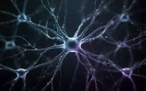 Abstrakte Darstellung von Neuronen und Synapsen, die mit blauem und violettem Licht leuchten, symbolisiert neurologische Forschung. - Foto: über boerse-global.de