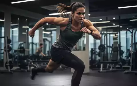 Eine Person in Sportkleidung führt eine hochintensive Übung in einem modernen Fitnessstudio aus, die Entschlossenheit und körperliche Anstrengung zeigt. - Foto: über boerse-global.de