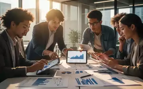 Junge, vielfältige Personen planen gemeinsam Finanzen an Tischen mit Tablets und Diagrammen in einem modernen Büro. - Foto: über boerse-global.de