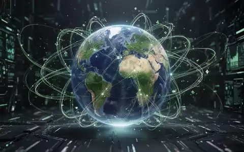 Eine stilisierte Weltkugel mit leuchtenden Linien, die globale Lieferketten und Datenflüsse symbolisieren, vor dunklem Hintergrund. - Foto: über boerse-global.de