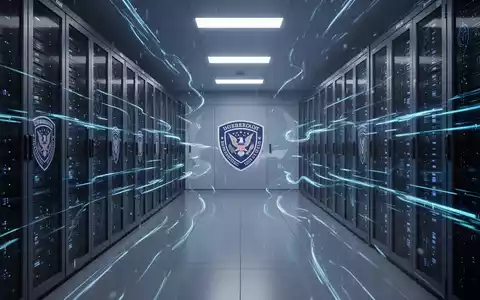 Digital rendering of a secure government cloud server room with blue data streams, symbolizing AI integration in defense. - Foto: über boerse-global.de