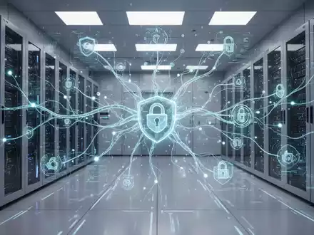 Abstract visualization of AI agent platforms, showing glowing neural network lines connecting servers and data points in a secure, futuristic environment. - Foto: über boerse-global.de