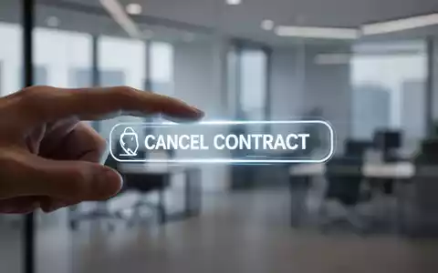 A finger poised to click a 'Cancel Contract' button on a digital screen, symbolizing consumer protection in online contracts. - Foto: über boerse-global.de