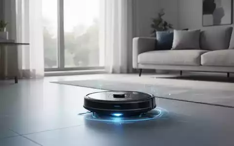 Ein moderner Saugroboter reinigt autonom ein stilvolles Wohnzimmer, symbolisierend Automatisierung und technologischen Fortschritt im Haushalt. - Foto: über boerse-global.de
