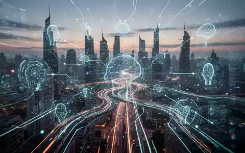 Abstract representation of interconnected AI systems, digital pathways, and holographic interfaces, symbolizing advanced technology integration. - Foto: über boerse-global.de