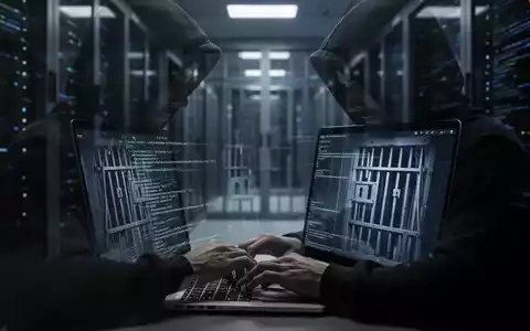 Eine schattenhafte Person in einem Hoodie tippt auf einem Laptop, dessen Bildschirm ein digitales Gefängnisgitter zeigt. - Foto: über boerse-global.de