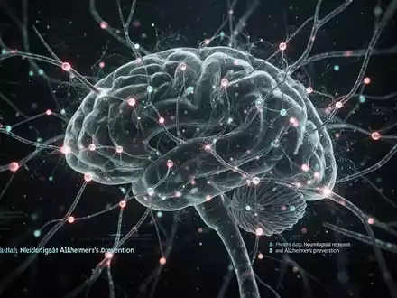 Abstrakte Darstellung von vernetzten Datenpunkten und neuralen Pfaden, die Gehirngesundheit und Demenzforschung symbolisieren. - Foto: über boerse-global.de