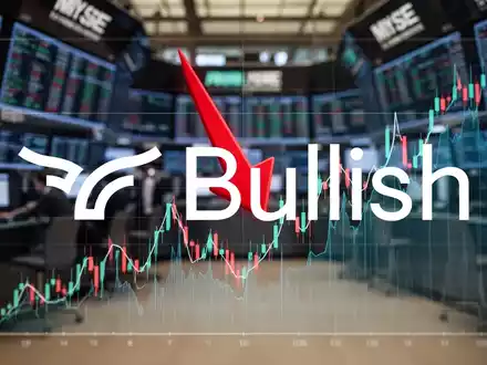 Roter Pfeil zeigt nach unten auf einem Finanzdiagramm, mit einem unscharfen Börsenhintergrund, der einen Marktrückgang symbolisiert. - Foto: über boerse-global.de
