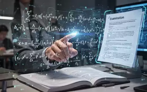A student's hand interacts with a holographic projection of exam papers and formulas, illustrating AI's role in education. - Foto: über boerse-global.de