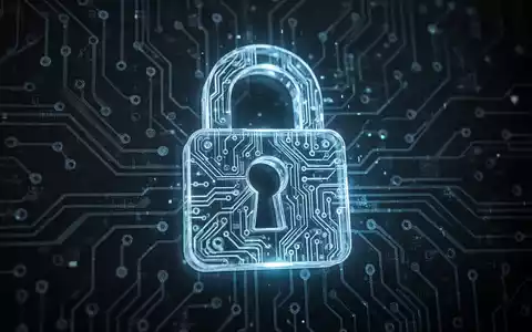 A stylized, glowing blue digital lock icon on a dark background with subtle circuit board patterns, symbolizing cybersecurity and updates. - Foto: über boerse-global.de