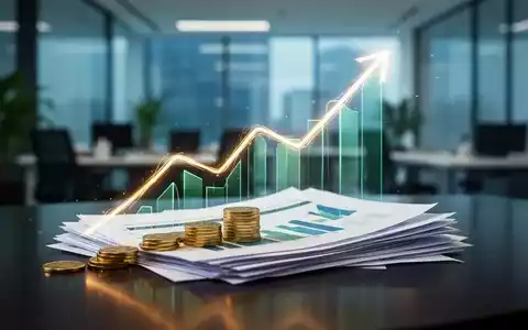 Ein stilisierter, aufwärts gerichteter Liniengraph aus Licht, der aus Finanzdokumenten und Münzen auf einem Schreibtisch emporsteigt. - Foto: über boerse-global.de
