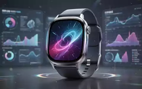 A close-up of a futuristic, slim Apple Watch Ultra with a large, bright screen and a titanium case, hinting at advanced technology. - Foto: über boerse-global.de