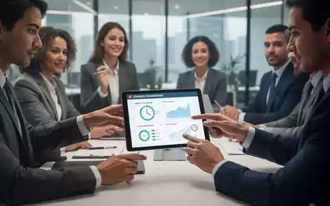 Eine Gruppe von Geschäftsleuten arbeitet in einem modernen Büro und verwendet digitale Tools zur Arbeitszeiterfassung und Compliance. - Foto: über boerse-global.de