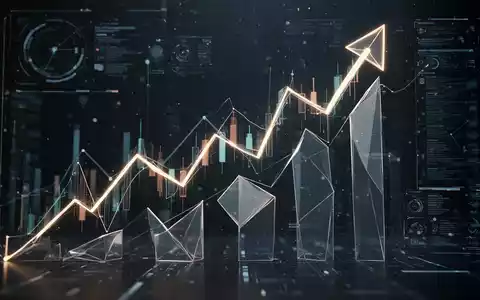 Ein stilisierter, aufwärts gerichteter Börsenchart mit leuchtenden Linien und geometrischen Formen vor einem dunklen, technologischen Hintergrund. - Foto: über boerse-global.de
