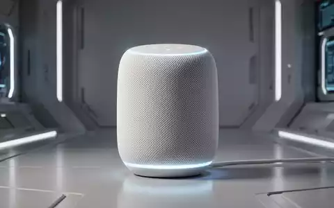 A close-up of a white smart speaker with a glowing LED ring, representing Google's new Gemini-powered device. - Foto: über boerse-global.de