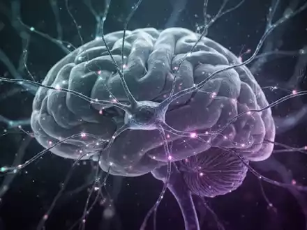 Abstrakte Darstellung neuronaler Verbindungen oder Gehirnaktivität in kühlen Blau- und Violetttönen, die medizinische Forschung symbolisiert. - Foto: über boerse-global.de