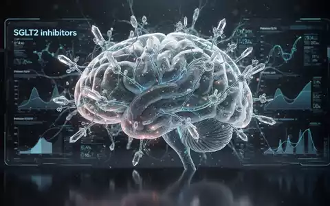 Stilisierte Darstellung eines Gehirns mit leuchtenden Neuronenbahnen, umgeben von mikroskopischen Kristallstrukturen, die medizinische Innovation symbolisieren. - Foto: über boerse-global.de