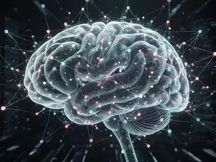 Eine Nahaufnahme eines stilisierten, leuchtenden neuronalen Netzwerks, das Gehirnaktivität und kognitive Prozesse darstellt. - Foto: über boerse-global.de