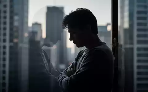 Eine Person in nachdenklicher Haltung, als Silhouette vor einem verschwommenen urbanen Hintergrund, symbolisiert psychische Probleme. - Foto: über boerse-global.de