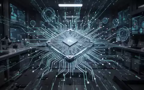 Close-up of a glowing, intricate microchip with digital data streams, representing AI training and technological advancement. - Foto: über boerse-global.de