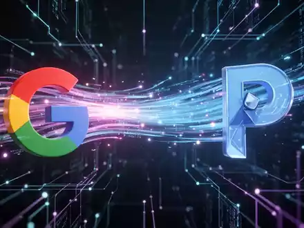 Digital data streams moving from a stylized Google icon to a Proton icon, symbolizing secure data migration between platforms. - Foto: über boerse-global.de