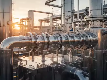 Nahaufnahme von hochmoderner Verarbeitungsanlage für Seltene Erden mit Präzisionsmaschinen und goldenem Licht. - Foto: über boerse-global.de
