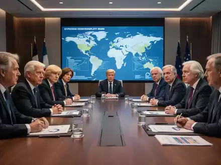 G7-Staats- und Regierungschefs in einer Konferenz, die über globale Lieferketten und Resilienz diskutieren, mit Weltkarte im Hintergrund. - Foto: über boerse-global.de