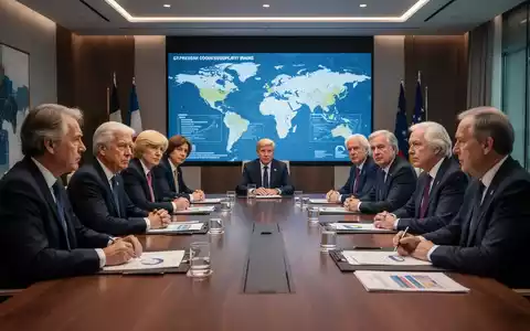 G7-Staats- und Regierungschefs in einer Konferenz, die über globale Lieferketten und Resilienz diskutieren, mit Weltkarte im Hintergrund. - Foto: über boerse-global.de