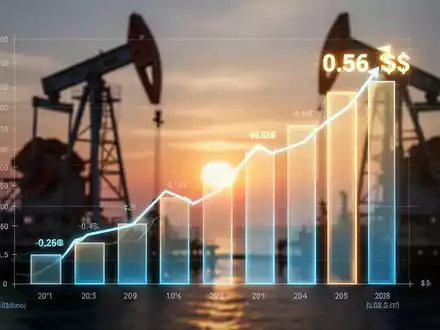 Ein stilisierter, leuchtender Balkenchart, der starkes positives Wachstum für eine Öl- und Gasaktie zeigt, mit 0,56 Dollar-Marke. - Foto: über boerse-global.de