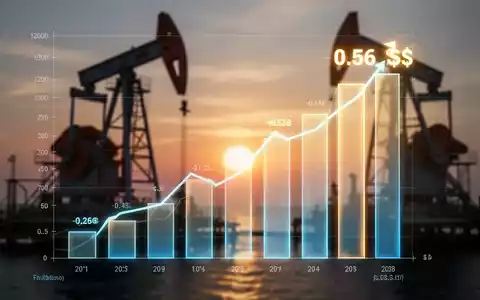 Ein stilisierter, leuchtender Balkenchart, der starkes positives Wachstum für eine Öl- und Gasaktie zeigt, mit 0,56 Dollar-Marke. - Foto: über boerse-global.de