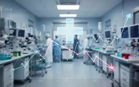 Abstrakte Darstellung des Gesundheitswesens mit Finanzdiagramm und medizinischem Kreuz, das einen Abschlag auf den NAV anzeigt. - Foto: über boerse-global.de