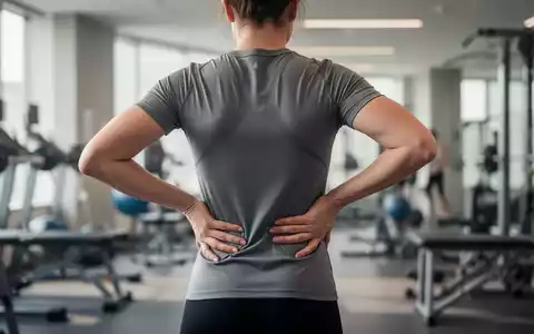 Eine Person dehnt vorsichtig ihren Rücken, die Hände in die Hüften gestützt, in einem modernen Physiotherapie-Raum. - Foto: über boerse-global.de