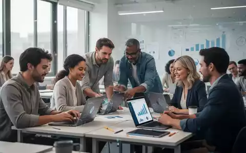 Eine Gruppe Erwachsener arbeitet in einem modernen Klassenzimmer zusammen, um neue Kompetenzen zu erlernen. - Foto: über boerse-global.de