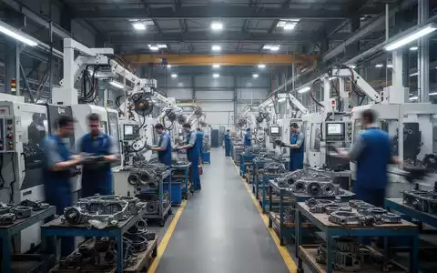 Arbeitnehmer und Maschinen in einer Automobilzuliefererfabrik, die die Komplexität der Verhandlungen bei ZF symbolisiert. - Foto: über boerse-global.de