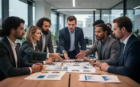 Eine Gruppe von Gründern und Managern diskutiert in einem modernen Büro Reformvorschläge, mit Fokus auf Zusammenarbeit und Innovation. - Foto: über boerse-global.de