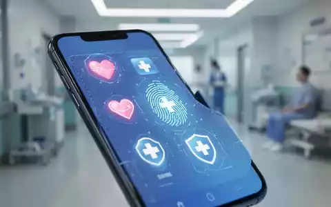 A smartphone displaying a digital identity wallet with healthcare icons, suggesting secure patient data and modern access. - Foto: über boerse-global.de