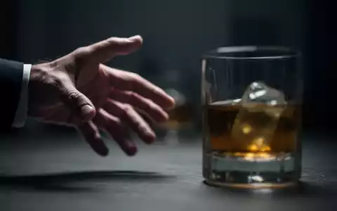 Eine einzelne Hand streckt sich unscharf nach einem Glas Alkohol aus, im Hintergrund verschwommen und dunkel. - Foto: über boerse-global.de