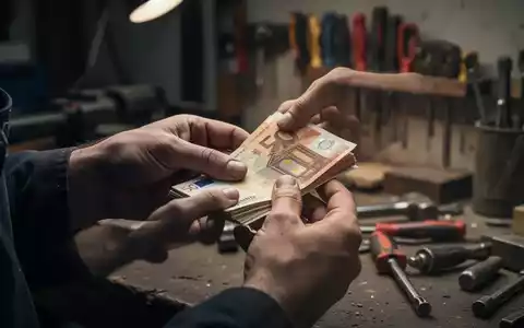 Hände zählen einen kleinen Stapel Euro-Banknoten vor dem unscharfen Hintergrund einer Werkstatt. Fokus auf geringes Einkommen. - Foto: über boerse-global.de
