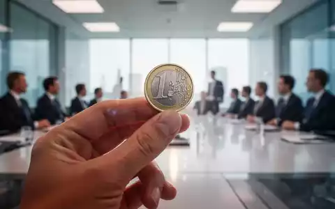 Eine Hand hält eine einzelne Euro-Münze, im Hintergrund ein unscharfer Konferenzraum mit Geschäftsleuten. Symbolisiert Dividenden und Hauptversammlungen. - Foto: über boerse-global.de