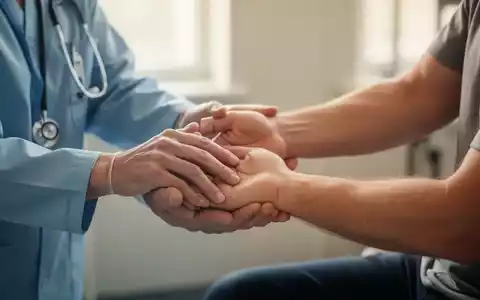 Eine Handtherapeutin unterstützt einen Patienten bei einer Handübung, um die Beweglichkeit nach einer Operation wiederherzustellen. - Foto: über boerse-global.de
