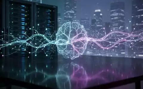 Abstrakte Darstellung eines leuchtenden neuronalen Netzwerks, das sich mit Datenströmen verflechtet und Technologiepartnerschaft symbolisiert. - Foto: über boerse-global.de