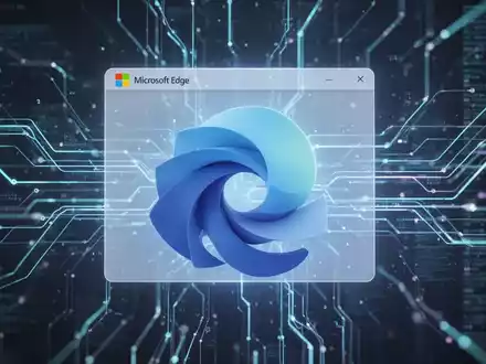 A glowing, stylized Microsoft Edge browser logo against a backdrop of abstract, interconnected digital lines and data streams. - Foto: über boerse-global.de