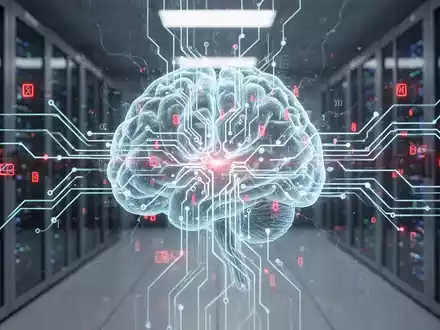A glowing neural network or circuit board with red error indicators, symbolizing an AI system outage and capacity issues. - Foto: über boerse-global.de