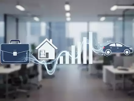Eine grafische Darstellung, die ein Haus, ein Auto und eine Aktentasche zu einem einzigen, vereinfachten Symbol verschmelzen lässt. - Foto: über boerse-global.de