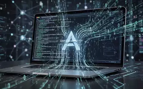 Binary code and data streams flowing into a futuristic command-line interface terminal with an 'A' symbol, representing a shift in tech. - Foto: über boerse-global.de