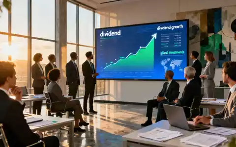 Eine Gruppe von Anlegern betrachtet eine digitale Aktienkurstafel, die eine Dividendenwachstumskurve anzeigt. - Foto: über boerse-global.de