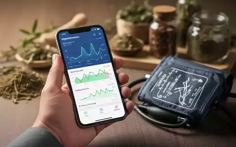 Eine Hand hält ein Smartphone mit Gesundheitsdaten, im Hintergrund verschwimmen digitale Geräte und natürliche Heilmittel. - Foto: über boerse-global.de