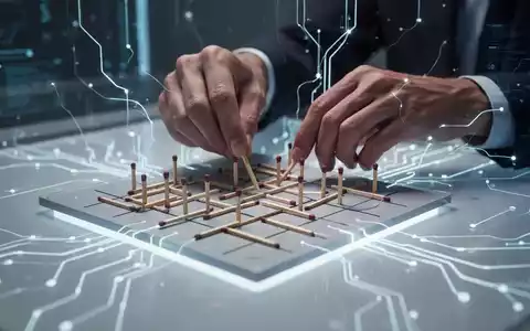 Hände lösen ein Streichholzrätsel auf einem futuristischen, leuchtenden Tisch, umgeben von angedeuteten neuronalen Pfaden. - Foto: über boerse-global.de