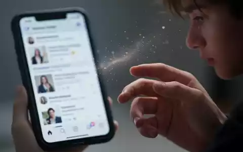 Eine Hand versucht, einen verblassenden Lichtpartikel vor einem unscharfen Smartphone mit Social-Media-Feed zu fassen. - Foto: über boerse-global.de